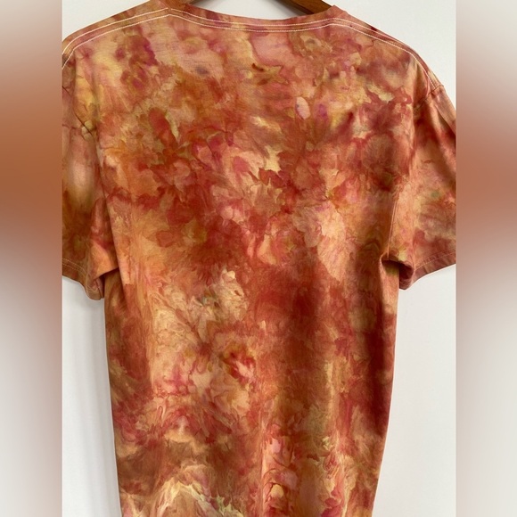 SIZZLING Sunset Ice Dyed T-Shirt GILDAN Handmade NEW Medium Orange Blend Unisex - Picture 7 of 11